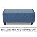 Adorn India Cortina Damask 3+2 5 Seater Sofa Set with Centre Table (Blue)