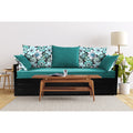 Adorn India Polar Black Metal Three Seater Sofa Cum Bed with Storage (6 x 5) (Aqua Blue)