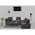 Adorn India Mclain L Shape 6 Seater Sofa (Dark Grey)
