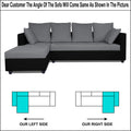 Zink Straight line L Shape 5 Seater Sofa Plain Cushion (Left Side Handle)(Grey & Black)