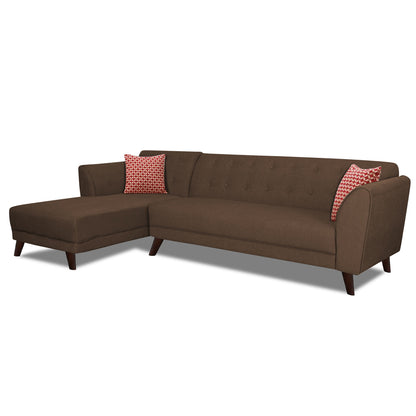 Adorn India Leaf 6 Seater Corner Sofa Left Hand Side (Brown)