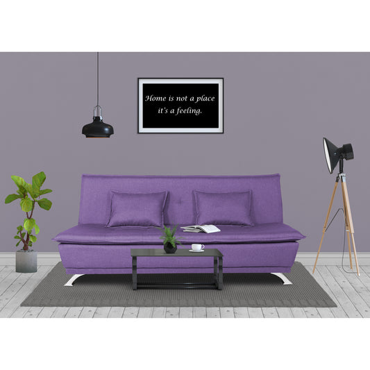 Adorn India Arden 3 Seater Sofa Cum Bed Fabric (Dark Purple)