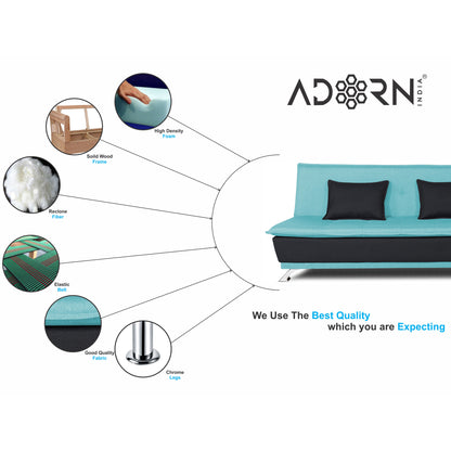 Adorn India Exclusive Two Tone Arden Three Seater Sofa Cum Bed (Aqua Blue & Black)