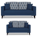 Adorn India Parker Leaf 3+2 5 Seater Sofa Set (Blue) Martin Plus (3 Year Warranty)