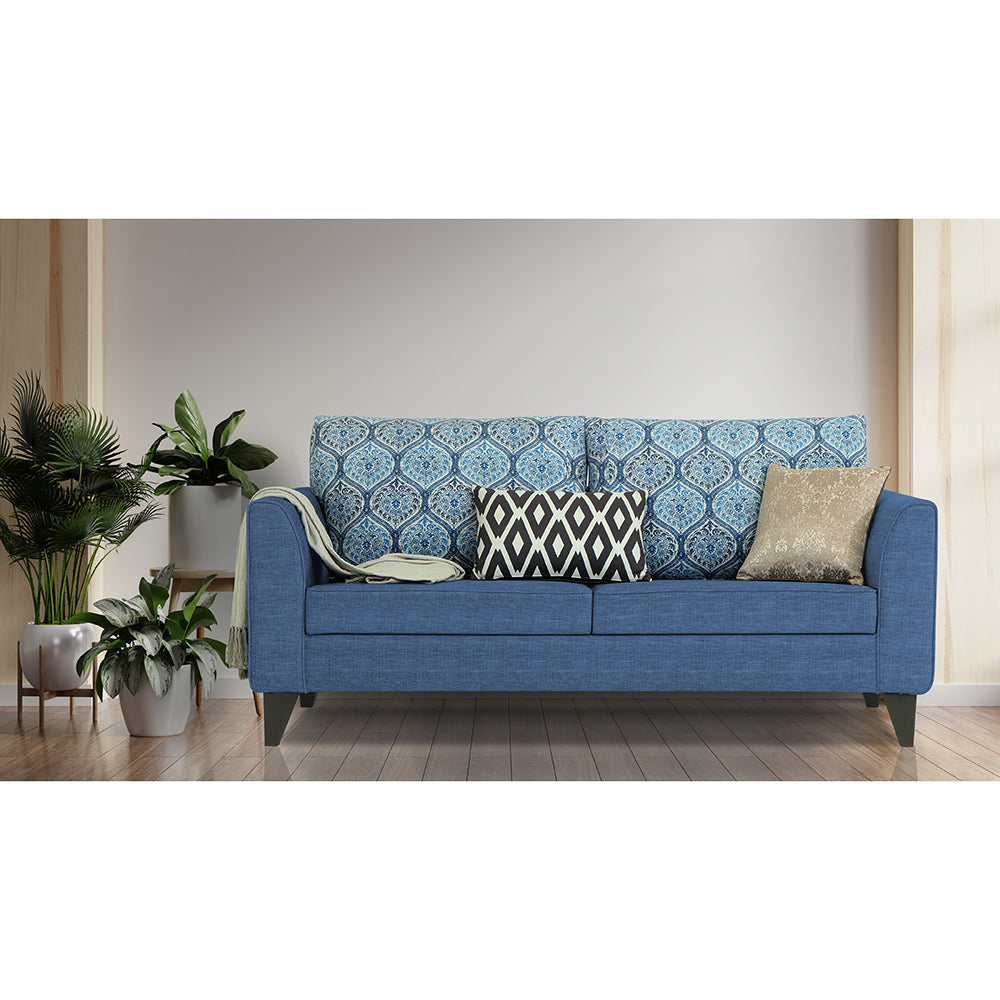 Adorn India Cortina Damask 3 Seater Sofa (Blue)