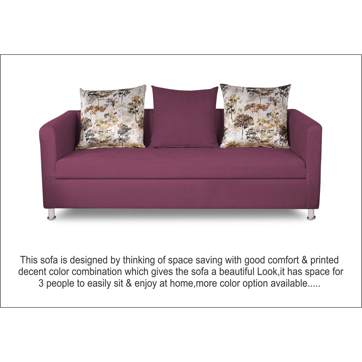 Adorn India Alita 3 Seater Compact Sofa (Light Purple)