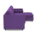 Adorn India Alexander L Shape 7 Seater Sofa Set with Ottoman Puffy RHS (Purple) (3 Year Warranty)