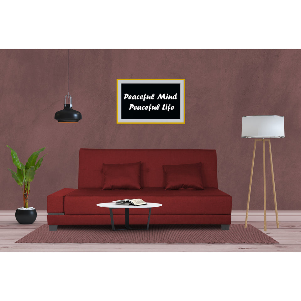 3 Seater Sofa Cum Bed Blake (Maroon), Wood, Foam