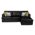 Adorn India Tiverton 6 Seater Corner Sofa Leatherette Right Hand Side (Black)