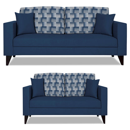 Adorn India Berlin Bricks 3+2 5 Seater Sofa Set (Blue) Martin Plus