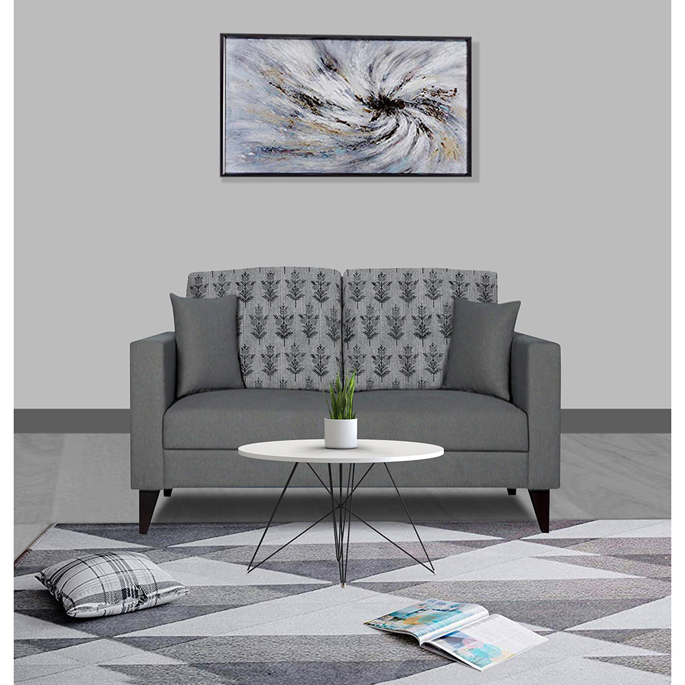 Adorn India Parker Leaf 2 Seater Sofa (Grey) Martin Plus (3 Year Warranty)