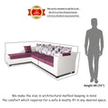 Adorn India Aliana L Shape Leatherette Fabric 6 Seater Sofa Set LHS (Light Purple & White)