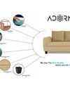 Adorn India Raiden Bricks Premium L Shape 6 Seater Sofa Set with Center Table (Left Hand Side) (Beige)