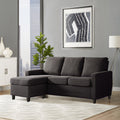 Adorn India Daffodil Three Seater Modular Sofa (Grey), Wood, Foam
