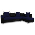 Adorn India Adillac 5 Seater Corner Sofa(Right Side)(Navy Blue & Black), Wood, Foam