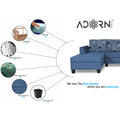 Raiden Crafty L Shape 6 Seater Sofa Set with Center Table (Left Hand Side) (Blue)