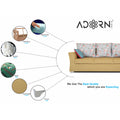 Adorn India Daisy 3 Seater Sofa Digitel Print (Beige)
