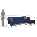 Adorn India Leaf 6 Seater Corner Sofa Right Hand Side (Blue)