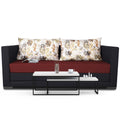 3 Seater Sofa Cum Bed Exclusive Two Tone Straight Line (Maroon & Black), Wood, Foam