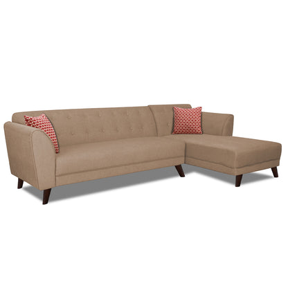 Adorn India Leaf 6 Seater Corner Sofa Right Hand Side (Beige)