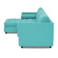 Adorn India Alexander L Shape 7 Seater Sofa Set with Ottoman Puffy LHS(Aqua Blue) (3 Year Warranty)