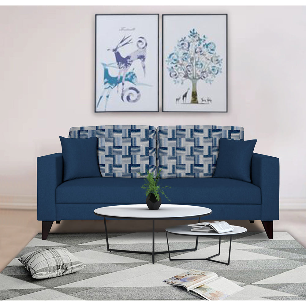 Adorn India Berlin Bricks 3 Seater Sofa (Blue) Martin Plus (3 Year Warranty)