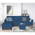 Adorn India Hallton L Shape Decent Sofa Set 7 Seater with Ottoman (Left Side) (Blue) (3 Year Warranty)