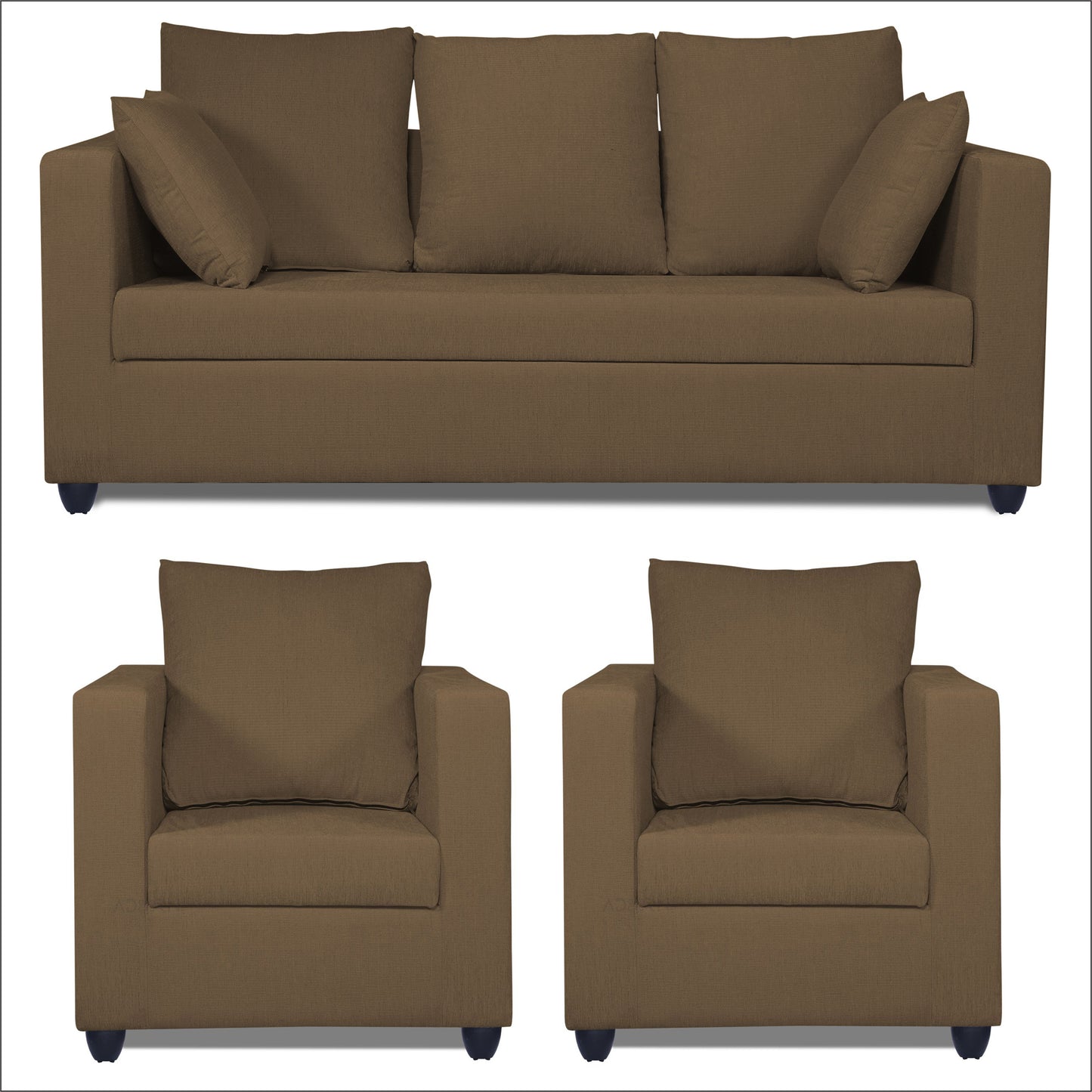 Adorn India Zink Straight Line 3-1-1 5 Seater Sofa Set (Brown)