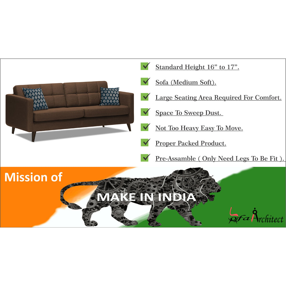 Adorn India Chilly 5 Seater 3+2 Fabric Sofa Set (Brown)