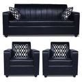 Adorn India Rio Highback Leatherette 3+1+1 5 Seater Sofa Set (Black) (3 Year Warranty)