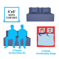 Adorn India Easy Two Seater Sofa Cum Bed Checks Design 4' x 6' (Grey)