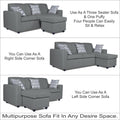 Adorn India Monteno L Shape 4 Seater Sofa Set (Grey) (3 Year Warranty)