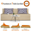 Adorn India Easy Three Seater Sofa Cum Bed Floral '6 x 6' (Beige), Foam