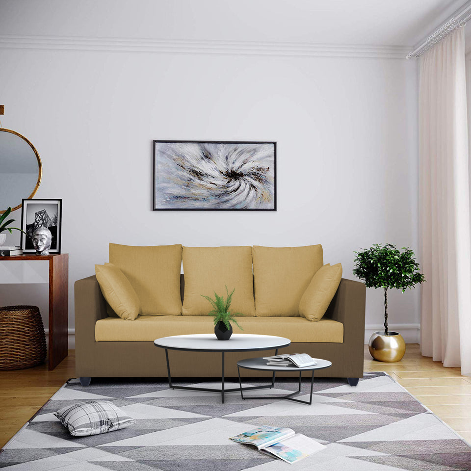 Zink Straight Line 3 Seater Sofa (Brown & Beige)