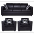 Adorn India Monteno Leatherette 3+1+1 5 Seater Sofa Set (Black) (3 Year Warranty)