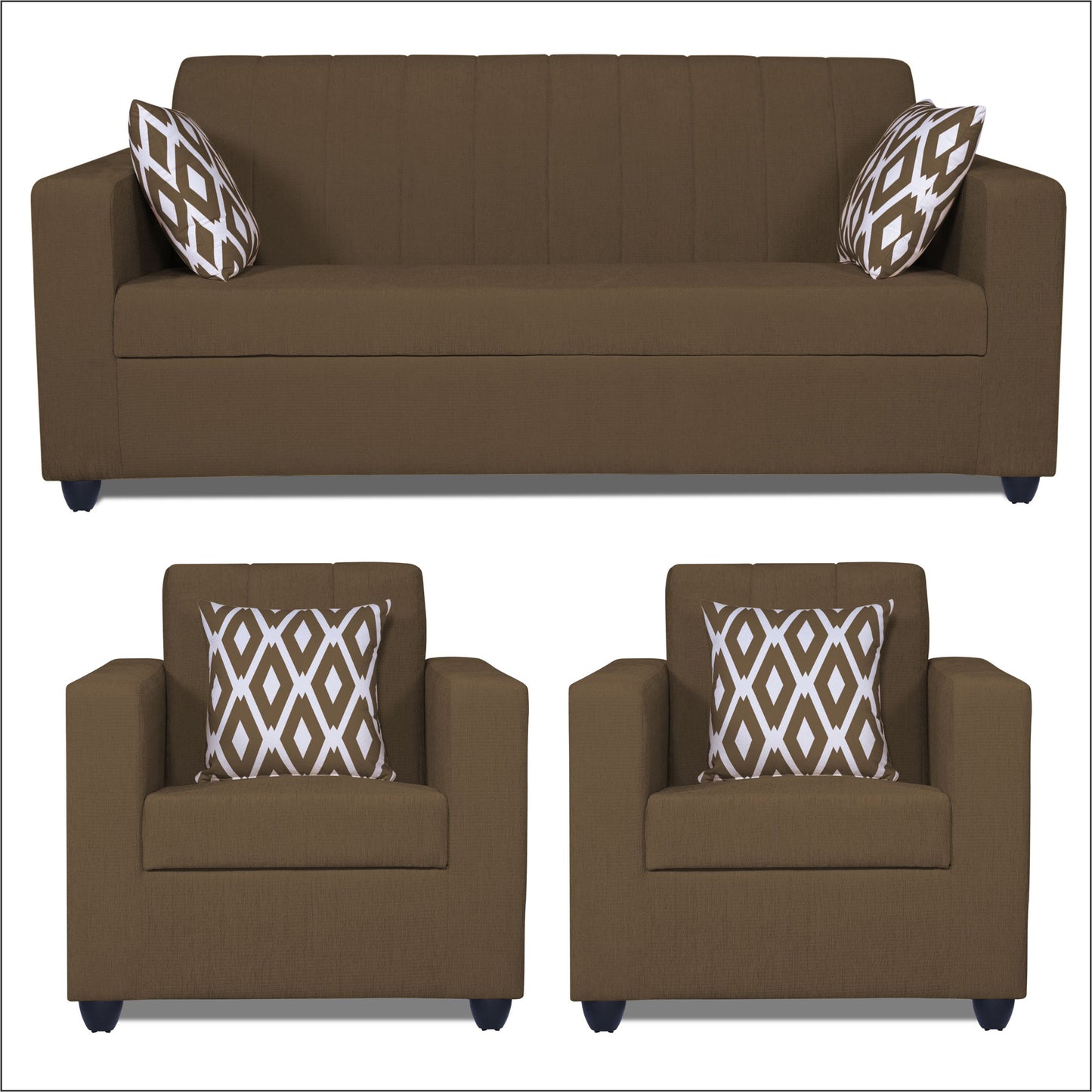 Adorn India Rio Highback 3-1-1 5 Seater Sofa Set (Brown)