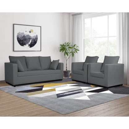 Adorn India Zink Straight Line 3-1-1 5 Seater Sofa Set (Grey)