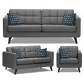 Adorn India Chilly 6 Seater 3+2+1 Fabric Sofa Set (Grey) (3 Year Warranty)