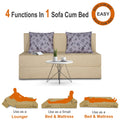 Adorn India Easy Two Seater Sofa Cum Bed Floral '4 x 6' (Beige), Foam