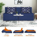 Adorn India Easy Three Seater Sofa Cum Bed Floral '5 x 6' (Blue), Foam