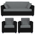 Adorn India Rio Decent 3-1-1 5 Seater Sofa Set (Grey & Black) (3 Year Warranty)