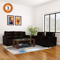 Adorn India Astor Leatherette 3+1+1 5 Seater Sofa Set (Brown) (3 Year Warranty)