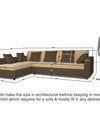 Adorn India Rio Decent L Shape 6 Seater corner Sofa Set (Left Side Handle) (Brown & Beige)