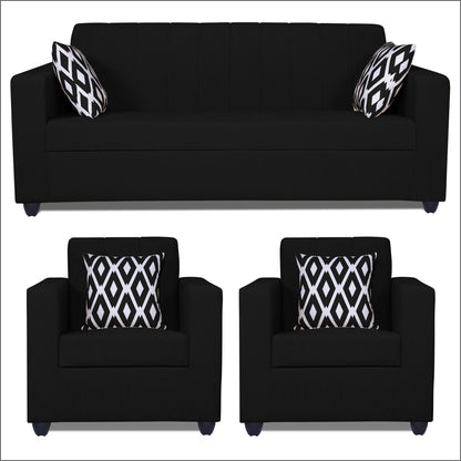 Adorn India Rio Highback 3-1-1 5 Seater Sofa Set (Black)