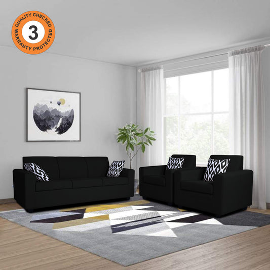 Adorn India Monteno 5 Seater 3-1-1 Sofa Set (Black)