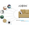 Adorn India Zink Straight Line 3 Seater Sofa (Beige)