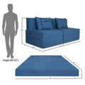 Adorn India Easy Three Seater Sofa Cum Bed Checks Design 6' x 6' (Blue)