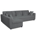 Adorn India Rio Decent L Shape 6 Seater Corner Sofa Set Left Side Handle (Grey) (3 Year Warranty)