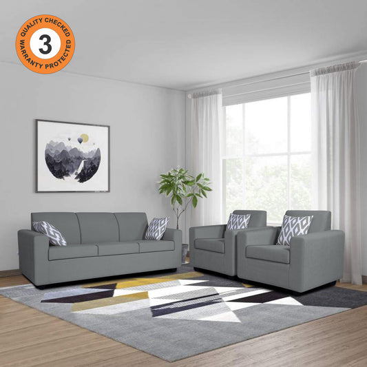 Adorn India Monteno 5 Seater 3-1-1 Sofa Set (Grey)