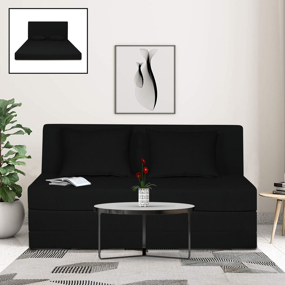 3 Seater Sofa Cum Bed Easy Highback Decent 5x6 (Black)